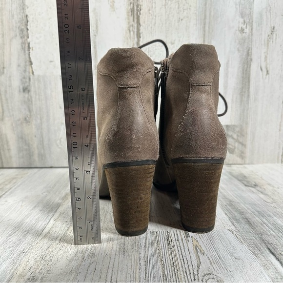 Born Taupe Tan Suede Lace-Up Ankle Boots with Block Heel #569 - Picture 8 of 12